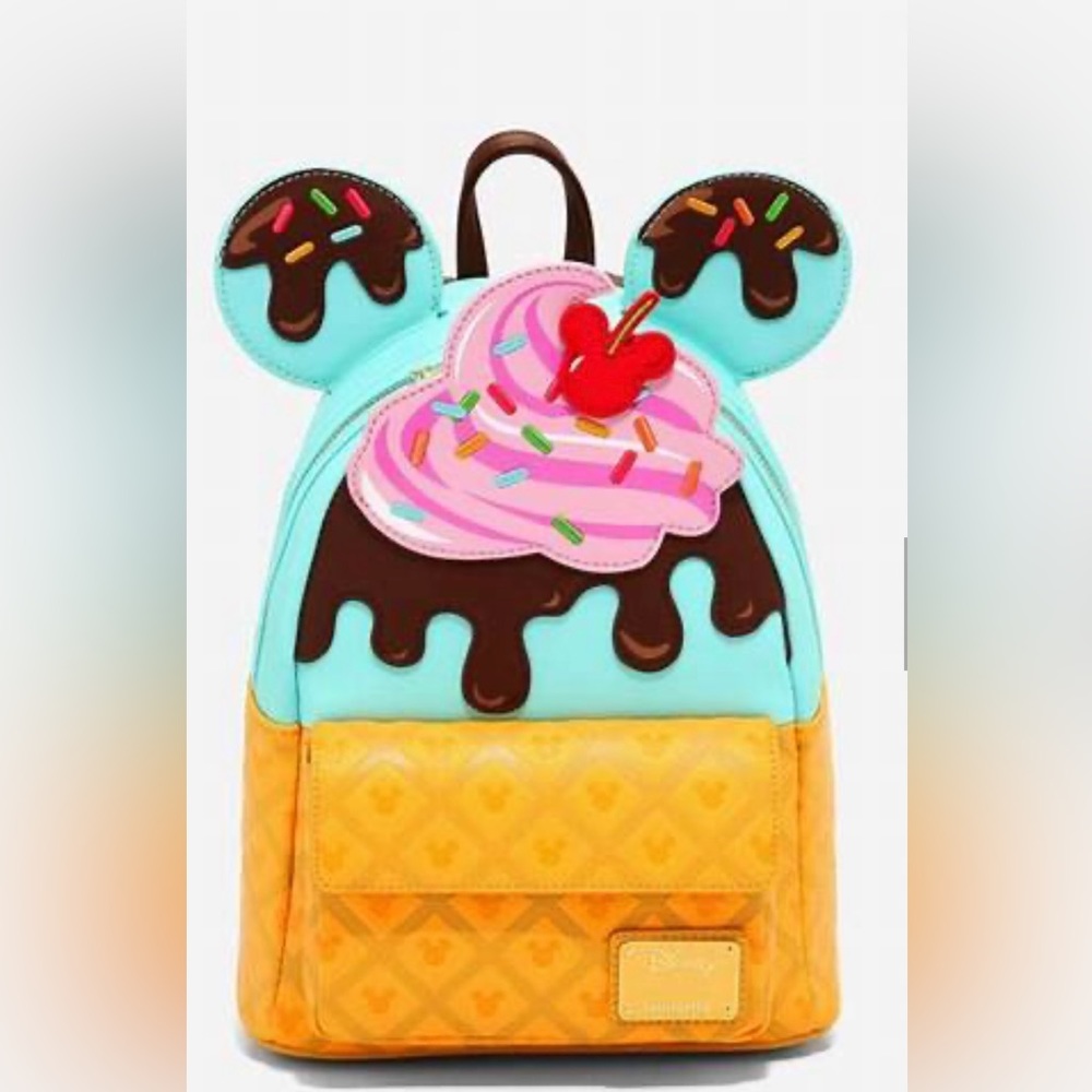 Loungefly Disney Mickey Mouse Ice Cream Sundae Backpack NWT